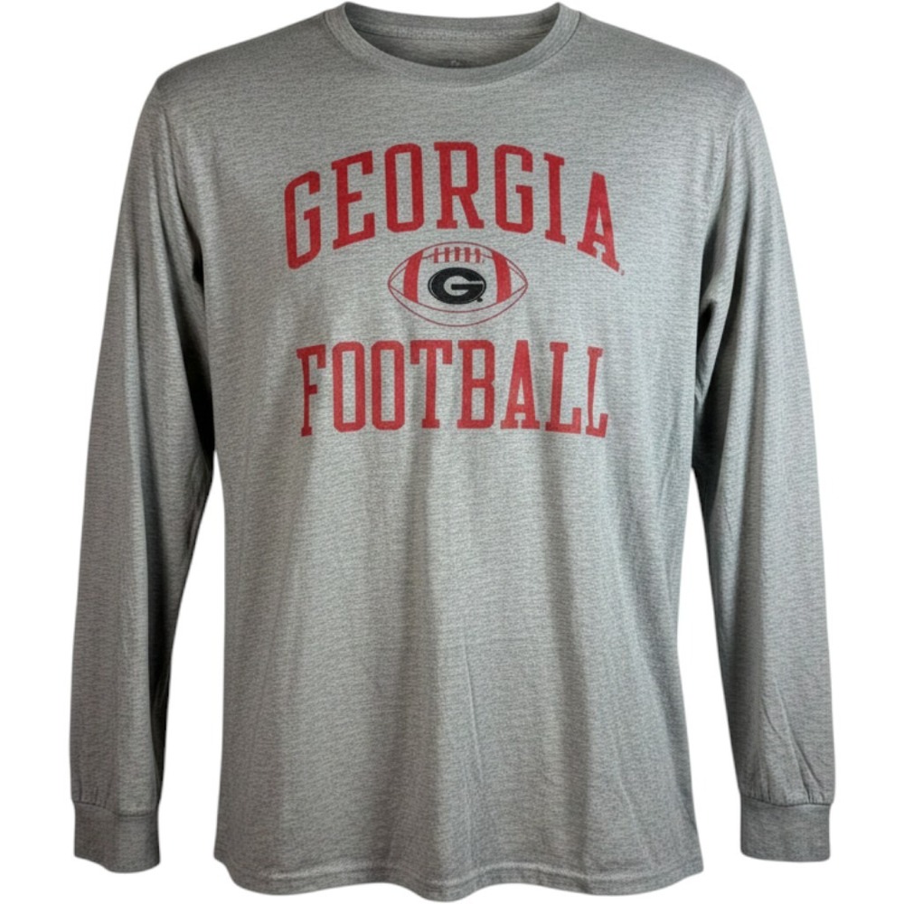 Georgia Bulldogs Football Long Sleeve Shirt Gray Fanatics NCAA Men's Large NWT